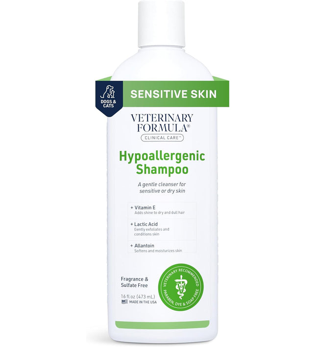 Clinical Care Hypoallergenic Shampoo for Dogs and Cats, 16 Oz – No Harsh Ingredients – Fragrance-Free Pet Shampoo for Allergies and Sensitive Skin, Promotes Healthy Skin and Coat