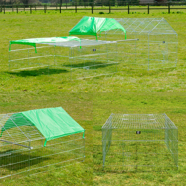 LARGE ENCLOSED PET PLAYPEN RUN PUPPY DOG CAT RABBIT FOLDABLE METAL CHICKEN FENCE