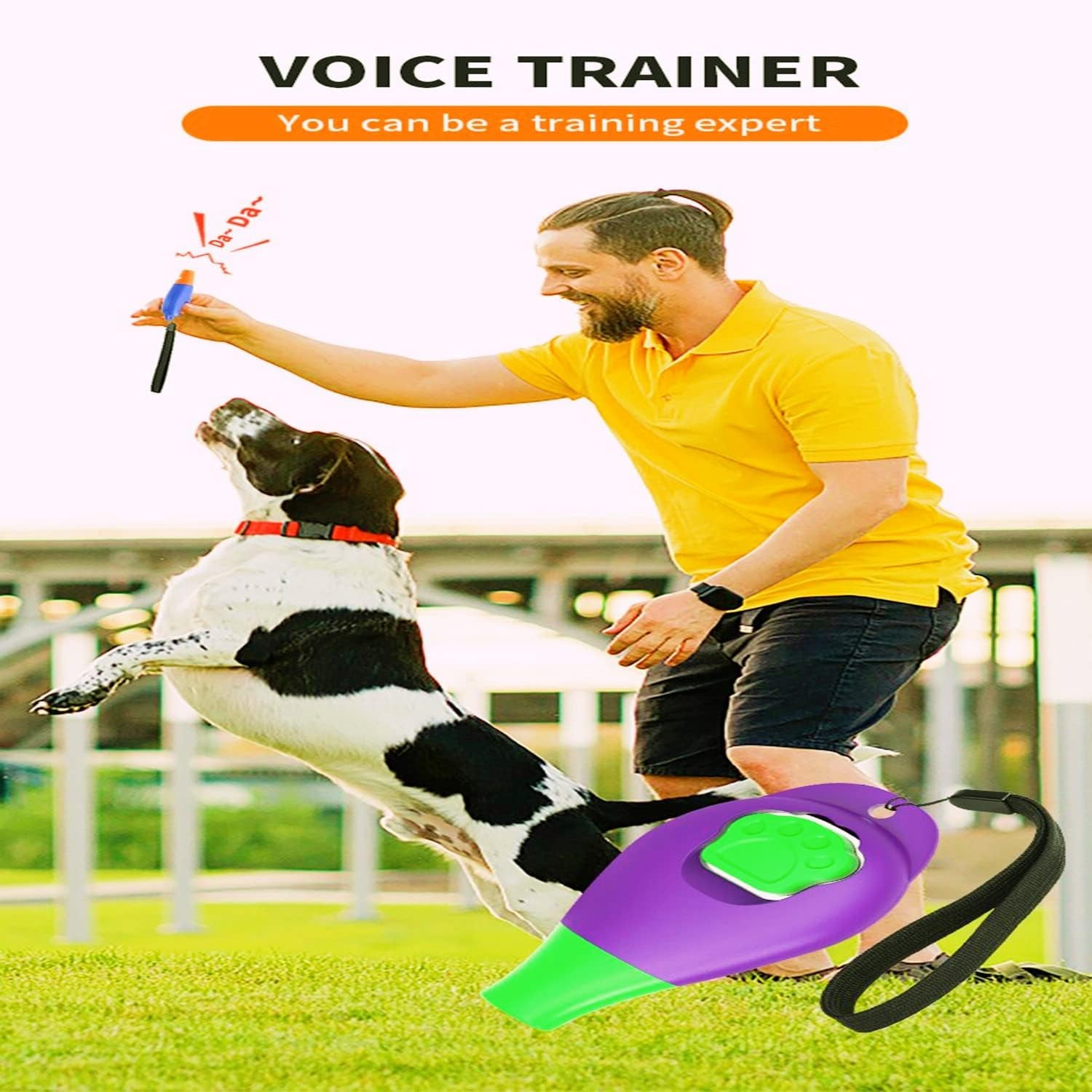 Dog Training Clicker with Whistle and Wrist Strap - Positive Behavior Reinforcer for Pets - All Ages, Puppy and Adult Dogs - Use to Reward and Train - Dog Whistle Included (Purple)