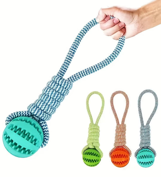 Dog Toys Balls Interactive Treat Rope Rubber Leaking Balls for Small Medium Dogs Chewing Bite Resistant Pet Tooth Cleaning