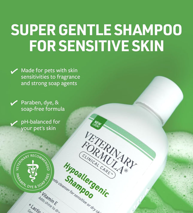 Clinical Care Hypoallergenic Shampoo for Dogs and Cats, 16 Oz – No Harsh Ingredients – Fragrance-Free Pet Shampoo for Allergies and Sensitive Skin, Promotes Healthy Skin and Coat