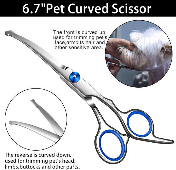 Dog Grooming Kit,Include Dog Grooming Arm with Clamp,1 Curved Scissor, 1
